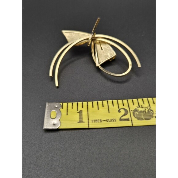 Art Deco Goldtone RIbbon Bow Brooch Pin - Picture 7 of 8
